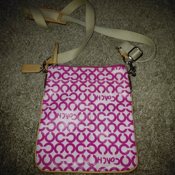 Coach Pink and Tan Crossbody Bag - Picture 1 of 4